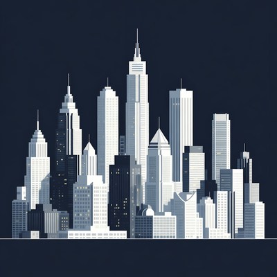 Minimalist White Skyscrapers Cityscape