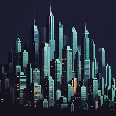 Neon Skyline Cityscape Illustration
