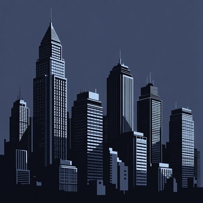 Silhouette City Skyline at Night