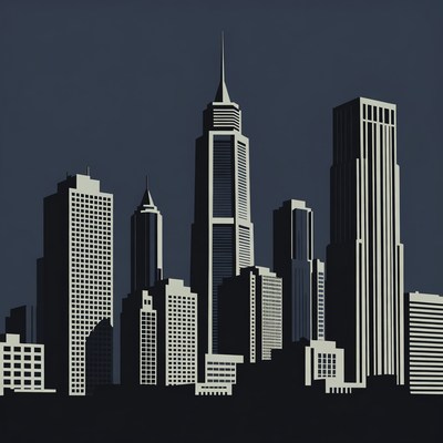 Silhouette City Skyline Illustration