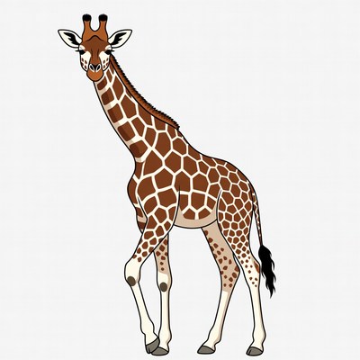 Giraffe standing on white background