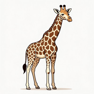 Giraffe standing on white background