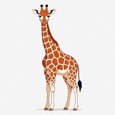 Giraffe standing on white background