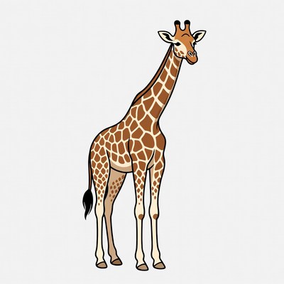 Giraffe standing on white background