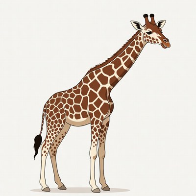 Giraffe standing on white background