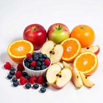 Fresh apples oranges berries fruit