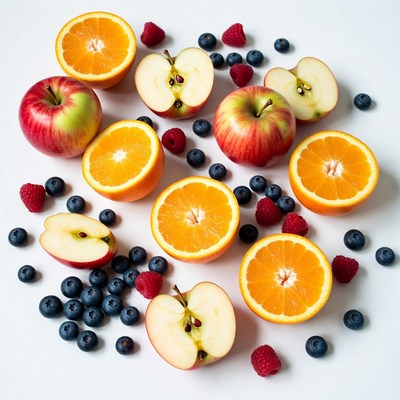 Sliced Apples Oranges Berries
