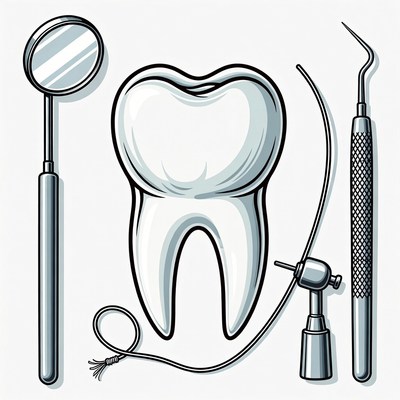 Dental Mirror Tooth Probe Illustration