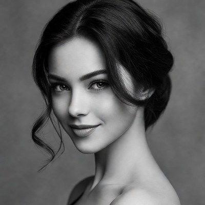 Beautiful woman with black updo