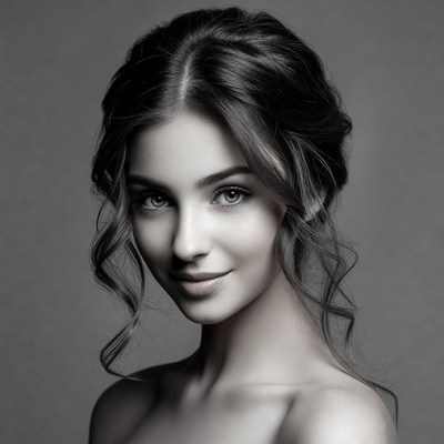 Beautiful woman with wavy updo hairstyle