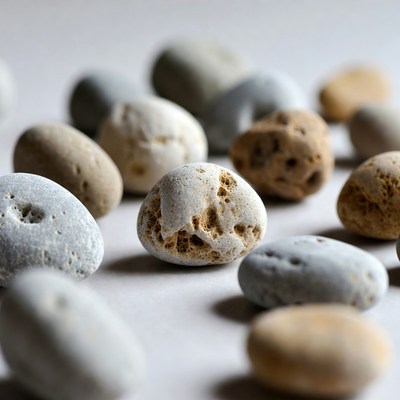 Assortment of smooth beach pebbles