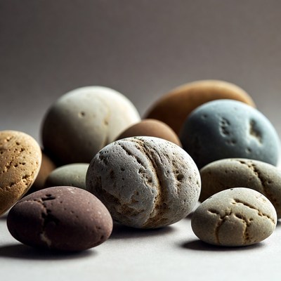 Assortment of colorful sea pebbles