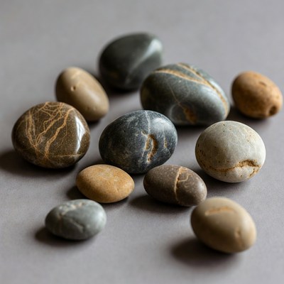 Assortment of smooth colorful pebbles
