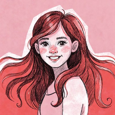 Smiling woman with long red hair