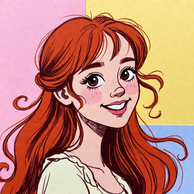 Smiling redhead girl illustration