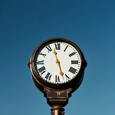 Vintage Clock on Blue Sky