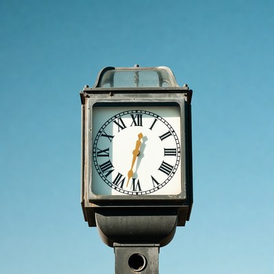 Vintage Clock Against Blue Sky