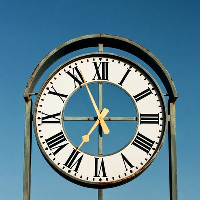 Rustic Clock on Blue Sky