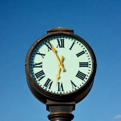 Vintage Clock on Blue Sky