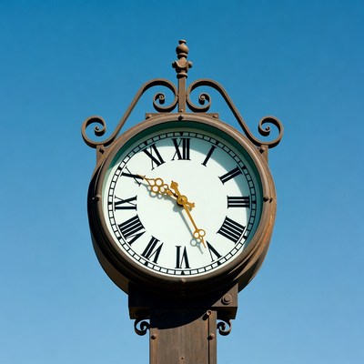 Vintage Clock Against Blue Sky