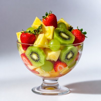 Fruit Salad in Glass Bowl