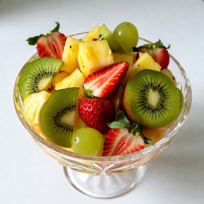 Fruit Salad in Glass Bowl