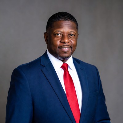 African-American man in navy suit