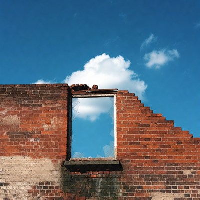 Broken Window in Brick Wall