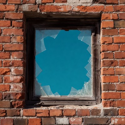 Broken Window in Brick Wall