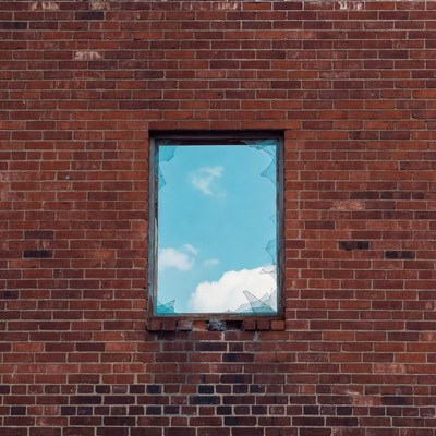 Broken Window in Brick Wall