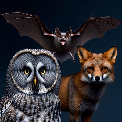 Owl Fox Bat Trio