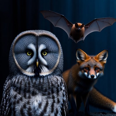 Owl Fox and Bat Together