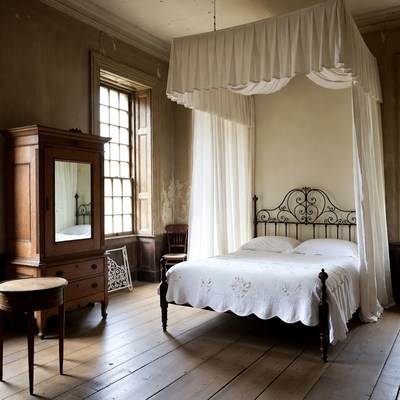 Vintage Four-Poster Bed in Old Bedroom
