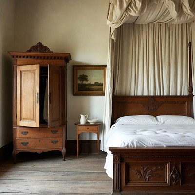 Elegant Antique Bedroom with Canopy Bed