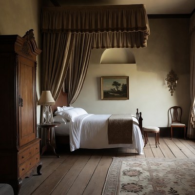 Luxurious antique four-poster bedroom