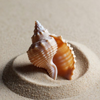 Open seashell in sand