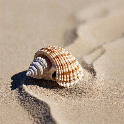 Seashell on sandy beach