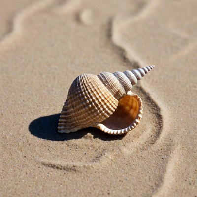 Seashell on sandy beach