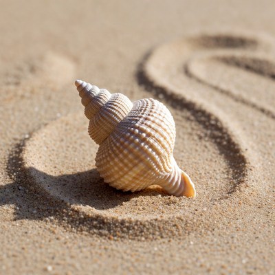Seashell on beach sand