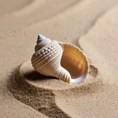 White Seashell on Sandy Beach