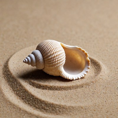 Open seashell on sand