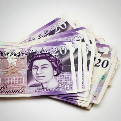 Stack of British 20 Pound Notes