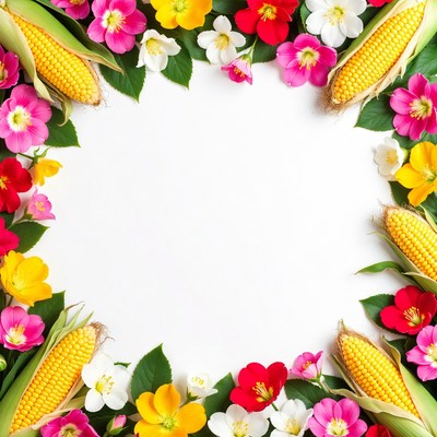Corn and Flowers Floral Border