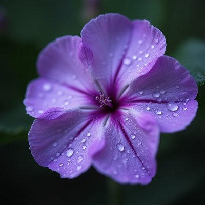 Purple flower with water droplets
