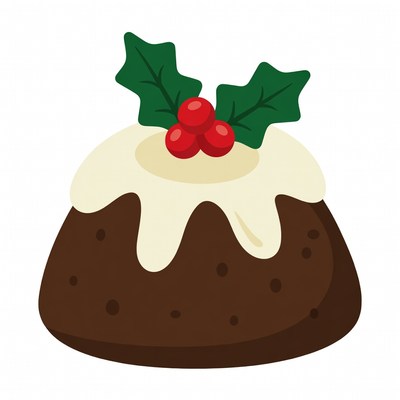 Christmas Pudding with Holly