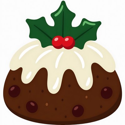 Christmas Pudding with Holly