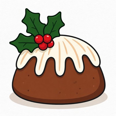 Christmas Pudding with Holly