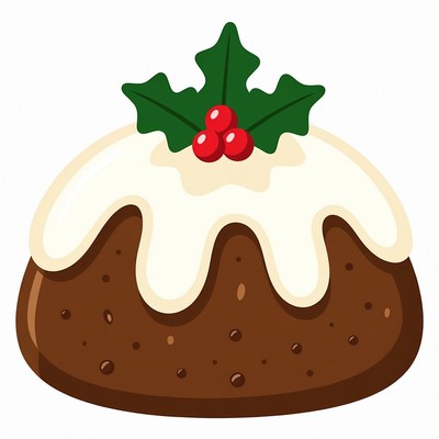Christmas Pudding with Holly