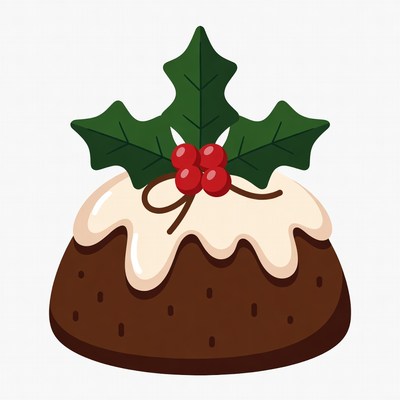 Christmas Pudding with Holly
