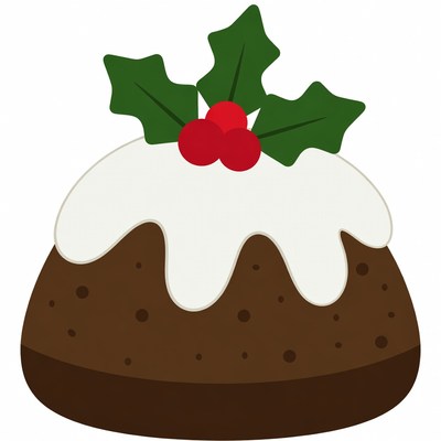 Christmas Pudding with Holly
